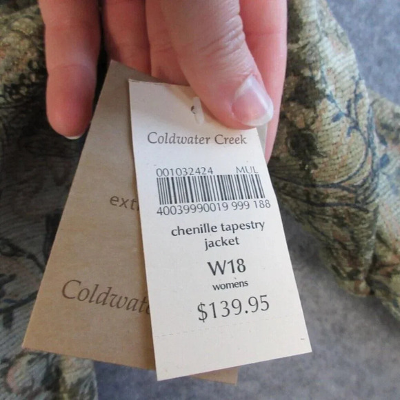 Coldwater Creek Womens Blazer Jacket W 18 Beige Chenille Tapestry Office  568 - Picture 7 of 13